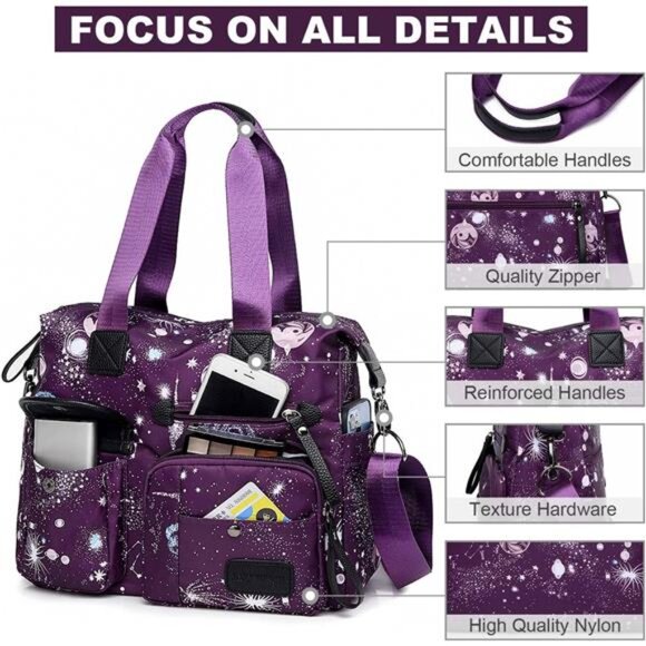 Tote Bag for Women,Multi Pockets Shoulder Handbag,Nurse Bag for Work,Large - Picture 3 of 7